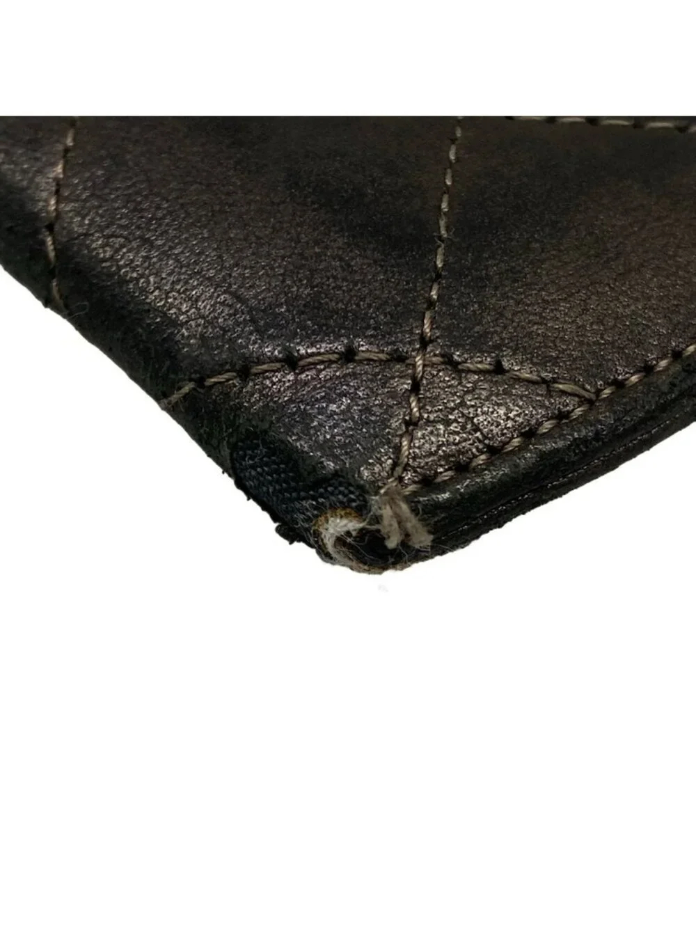 Chanel Card Case Quilted Black Silver Lambskin